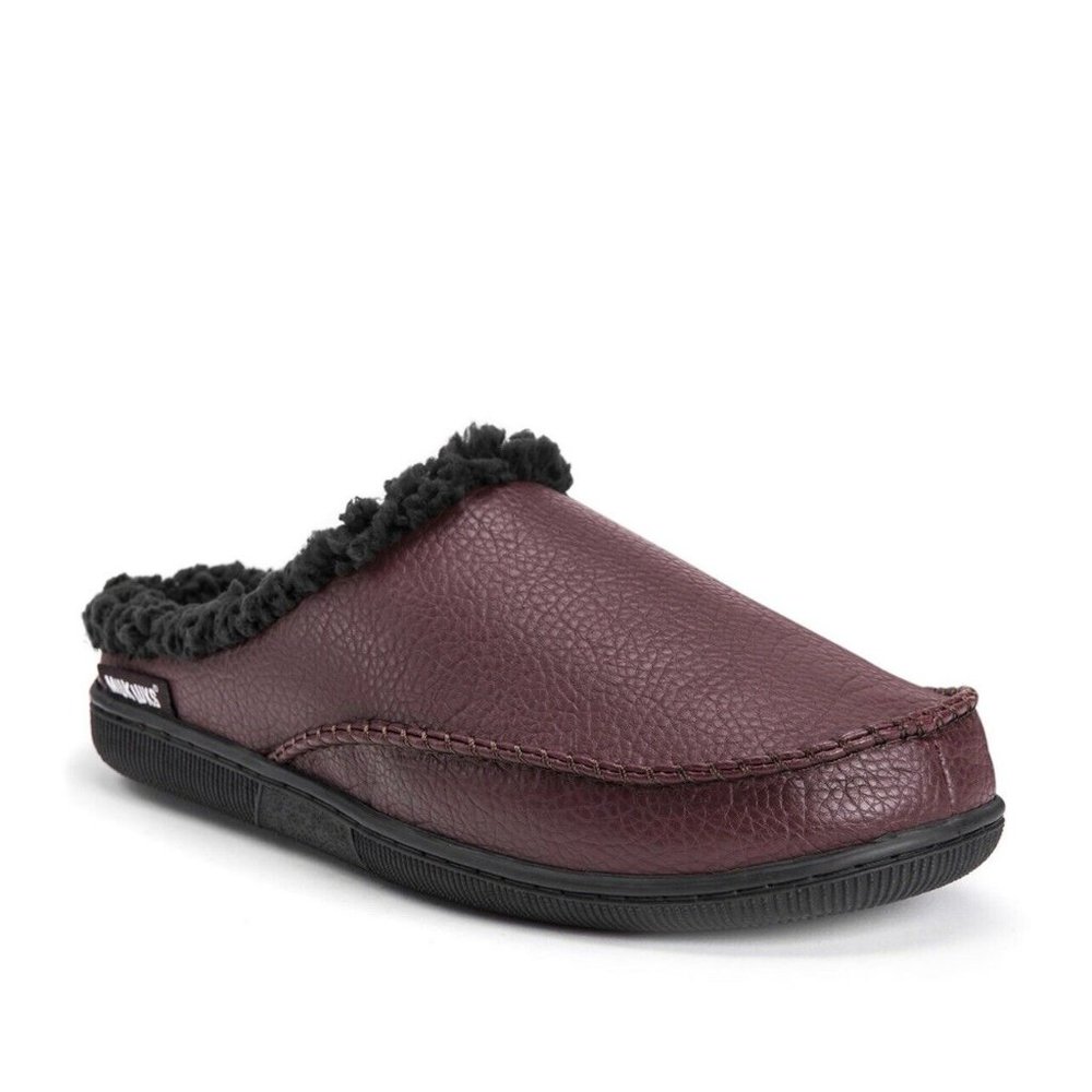 MUK LUKS Men's Faux Leather Clog Slippers Brown Small Size 8-9 New Ships Fast - Picture 2 of 8